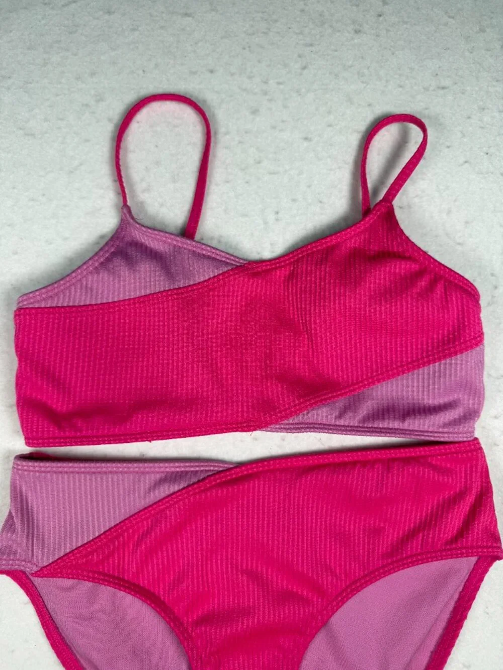 Abercrombie & Fitch Kids Girls Two Piece Swimsuit 11/12 Pink & Purple accent